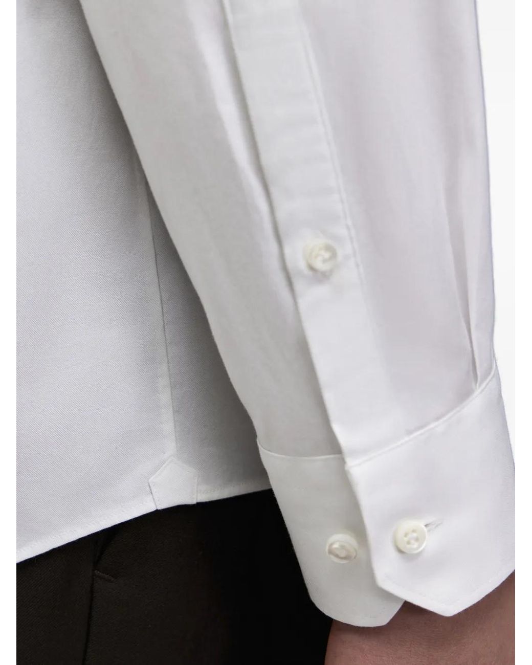12 STOREEZ White Hand-Stitched Long-Sleeved Shirt for men