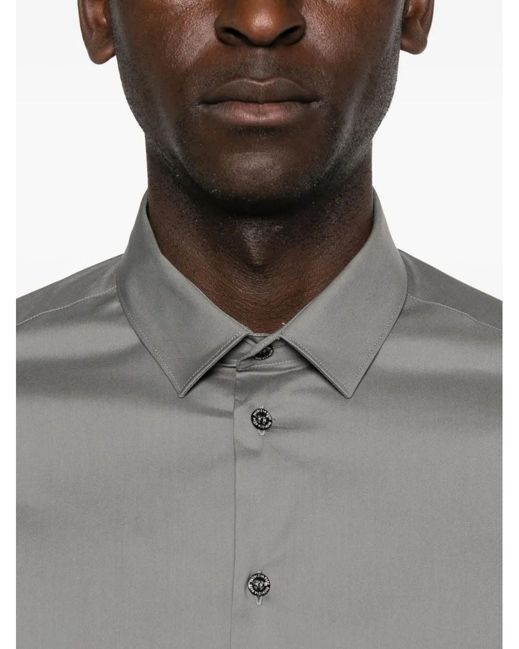 Patrizia Pepe Gray Slim-Fit Poplin Shirt for men