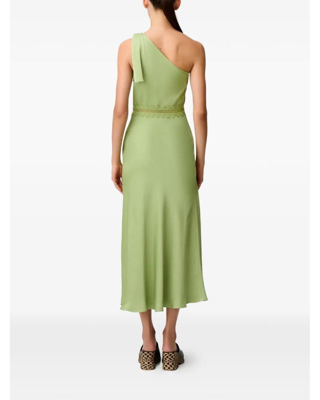 Claudie Pierlot Green Satin And Lace Maxi Dress