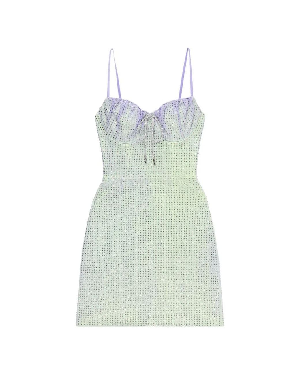 Area Blue Crystal-Embellished Mini Dress