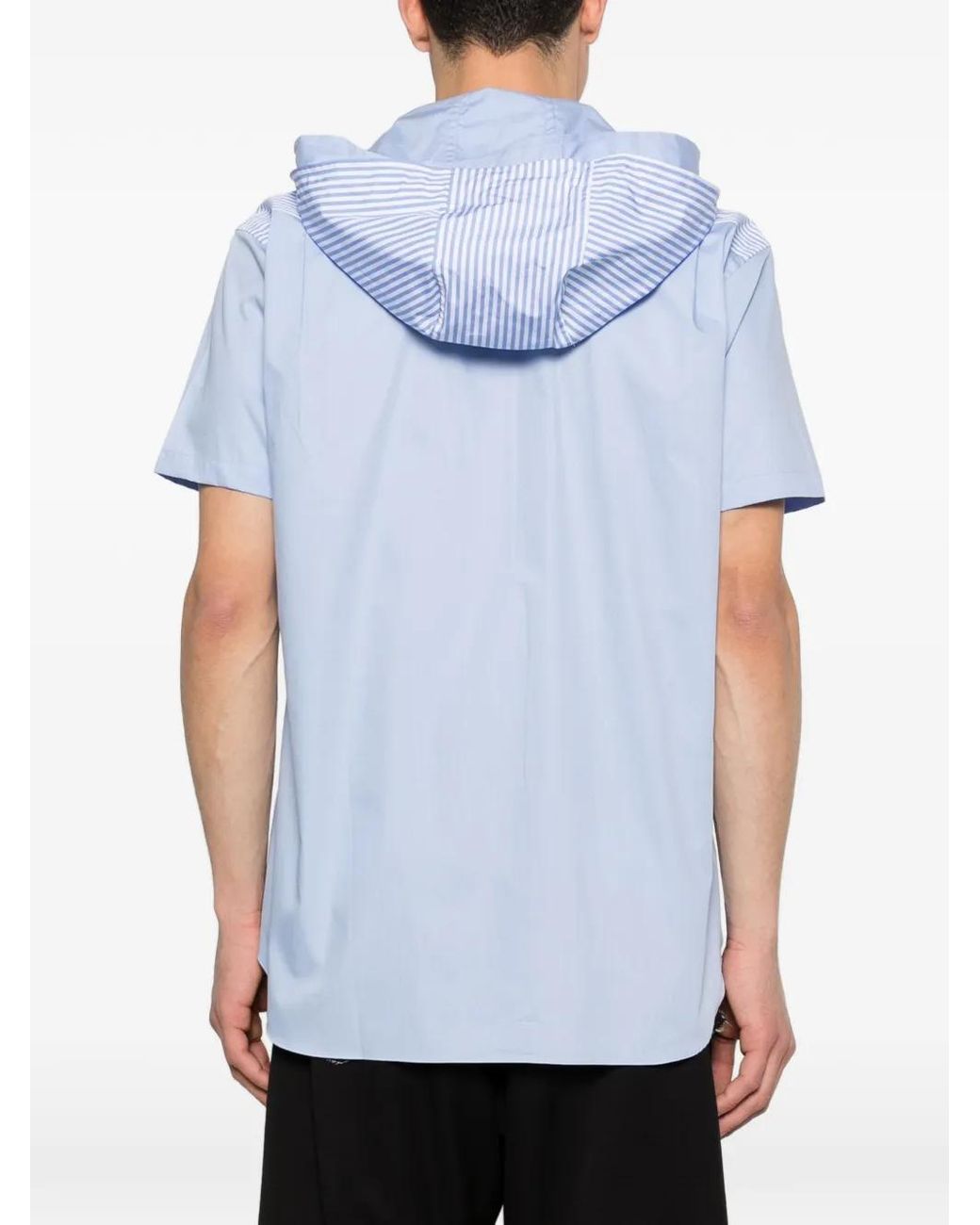 Comme des Garçons Blue Hooded Stripe-Pattern Shirt for men