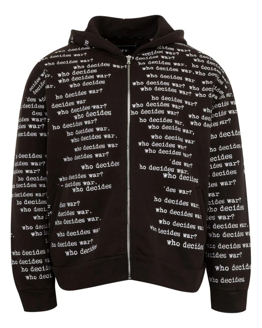 Who Decides War Black Scripture Zip-Up Hoodie for men