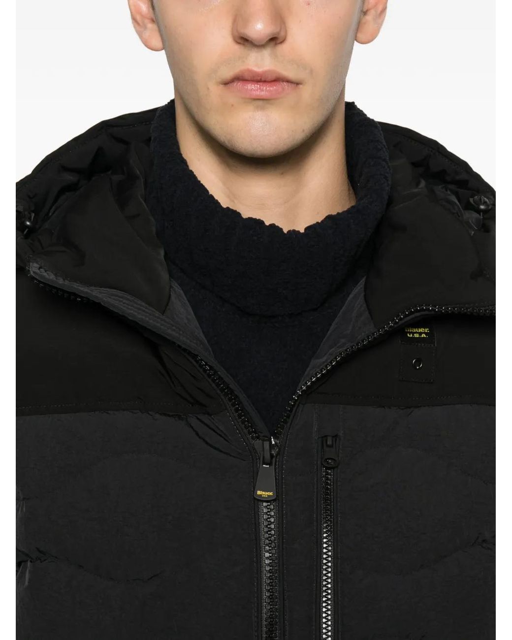 Blauer Black Hooded Quilted Jacket for men