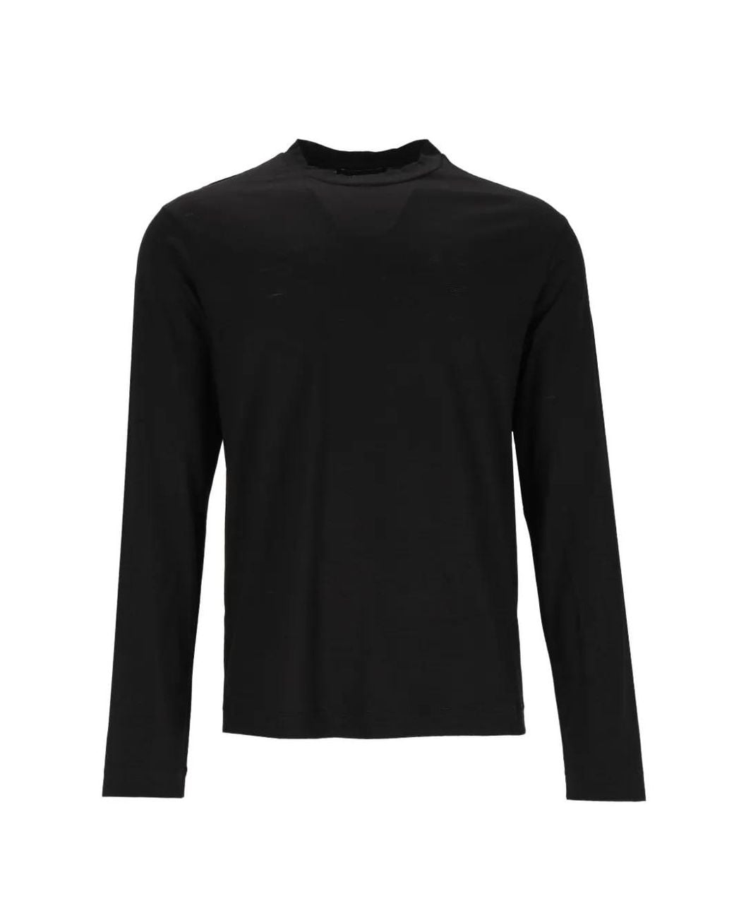 Emporio Armani Black Wool Slub Jersey Jumper for men