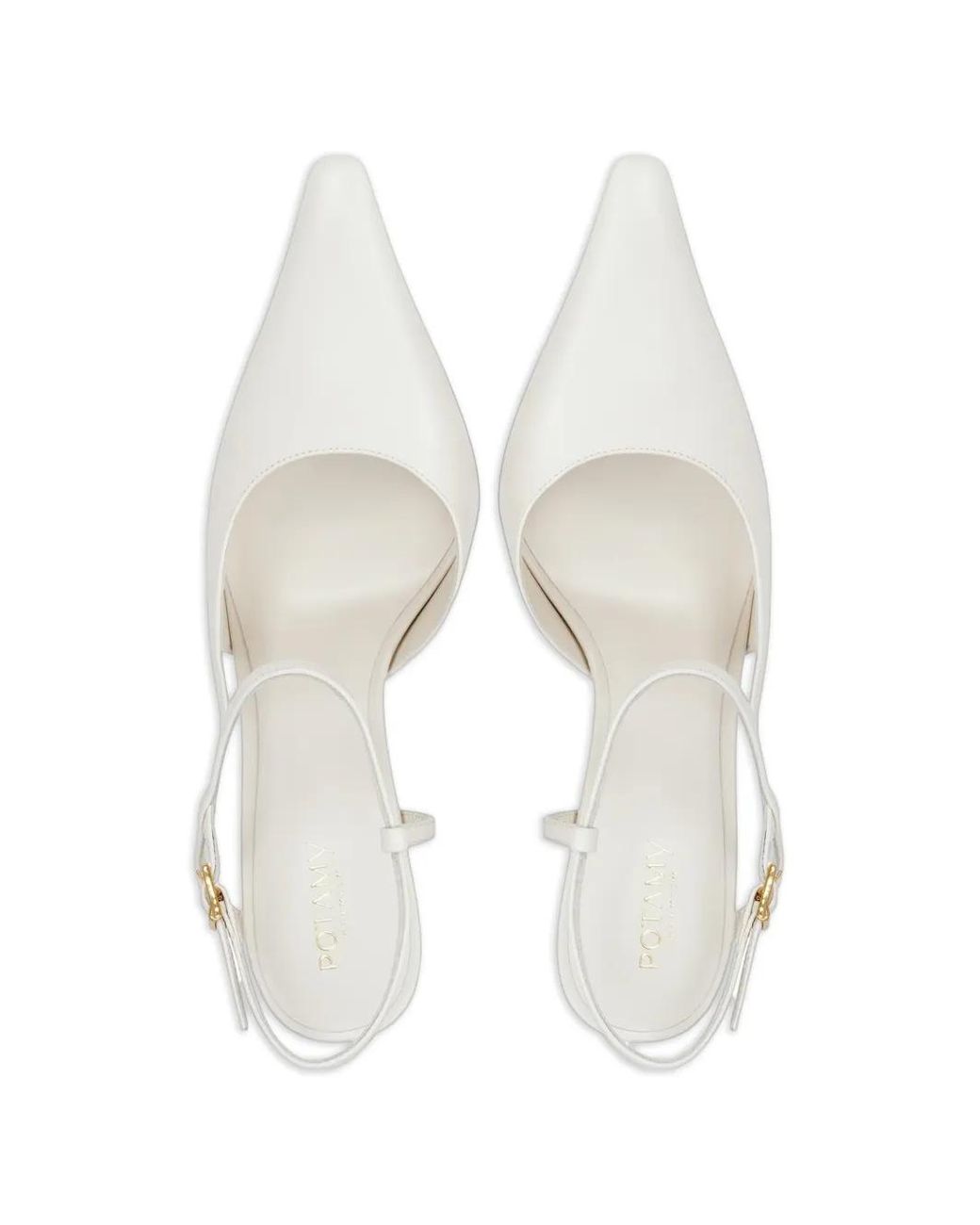 POTAMY White Slingback Pumps