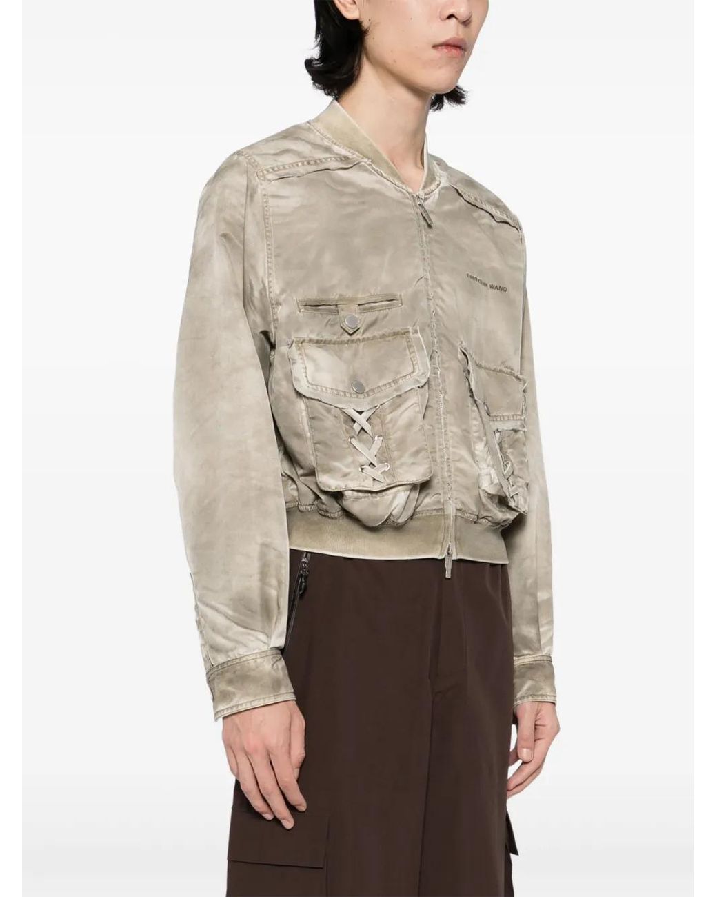 Feng Chen Wang Natural Logo-Embroidered Bomber Jacket for men