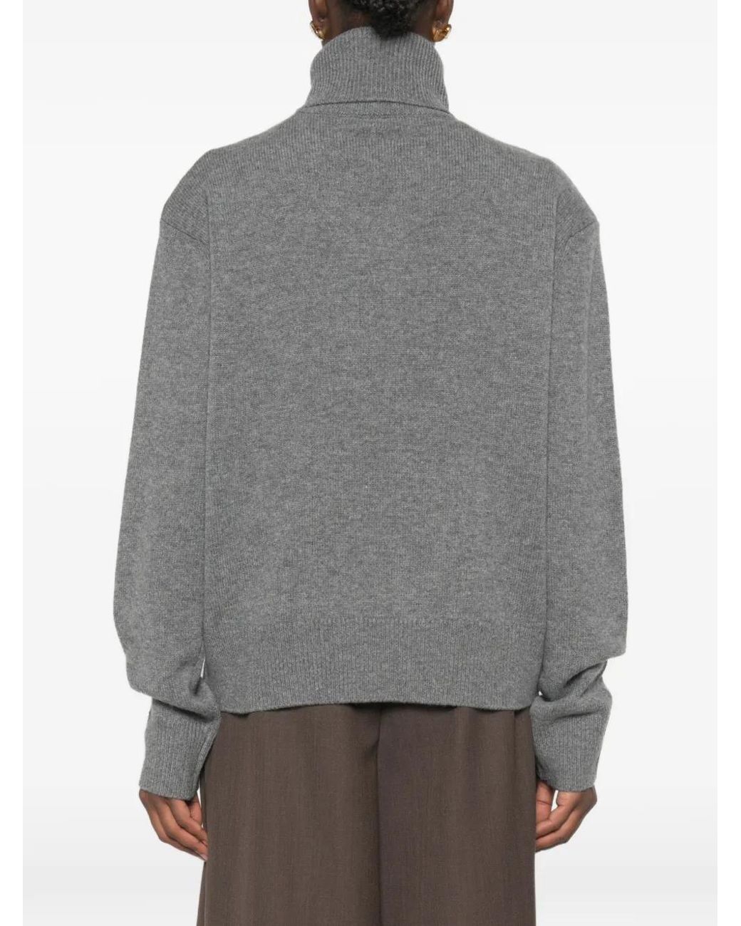 Frankie Shop Gray Gala Ribbed-Trim Sweater