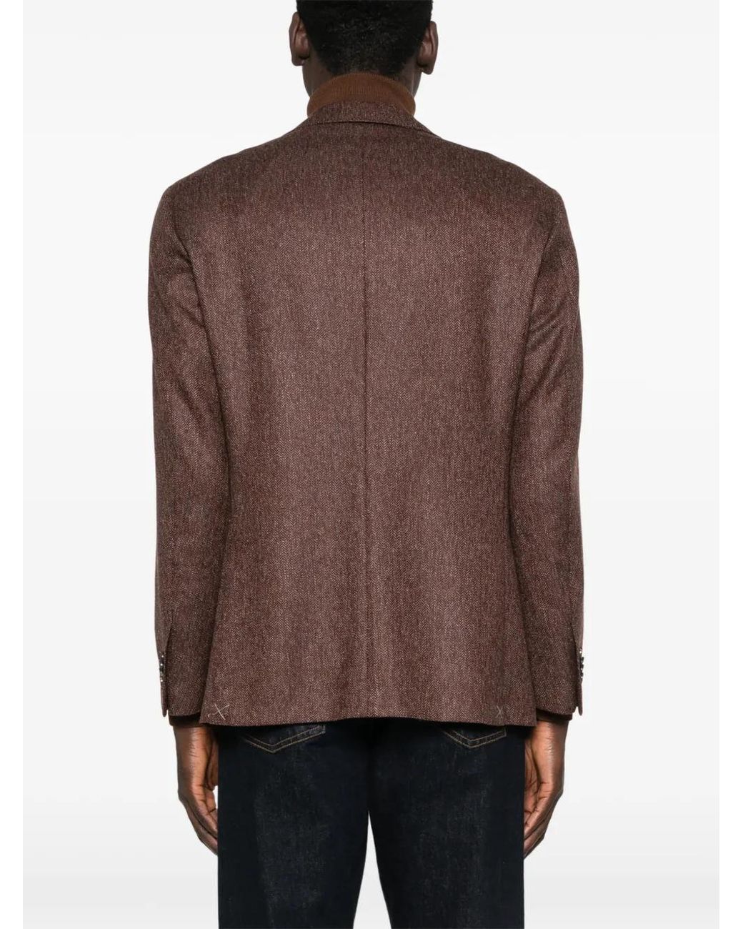 Corneliani Brown Button Single-Breasted Jacket for men