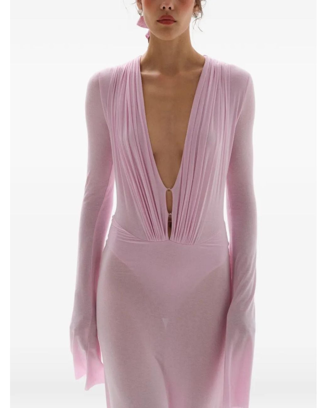 MANURI Pink Suki Draped Long Dress