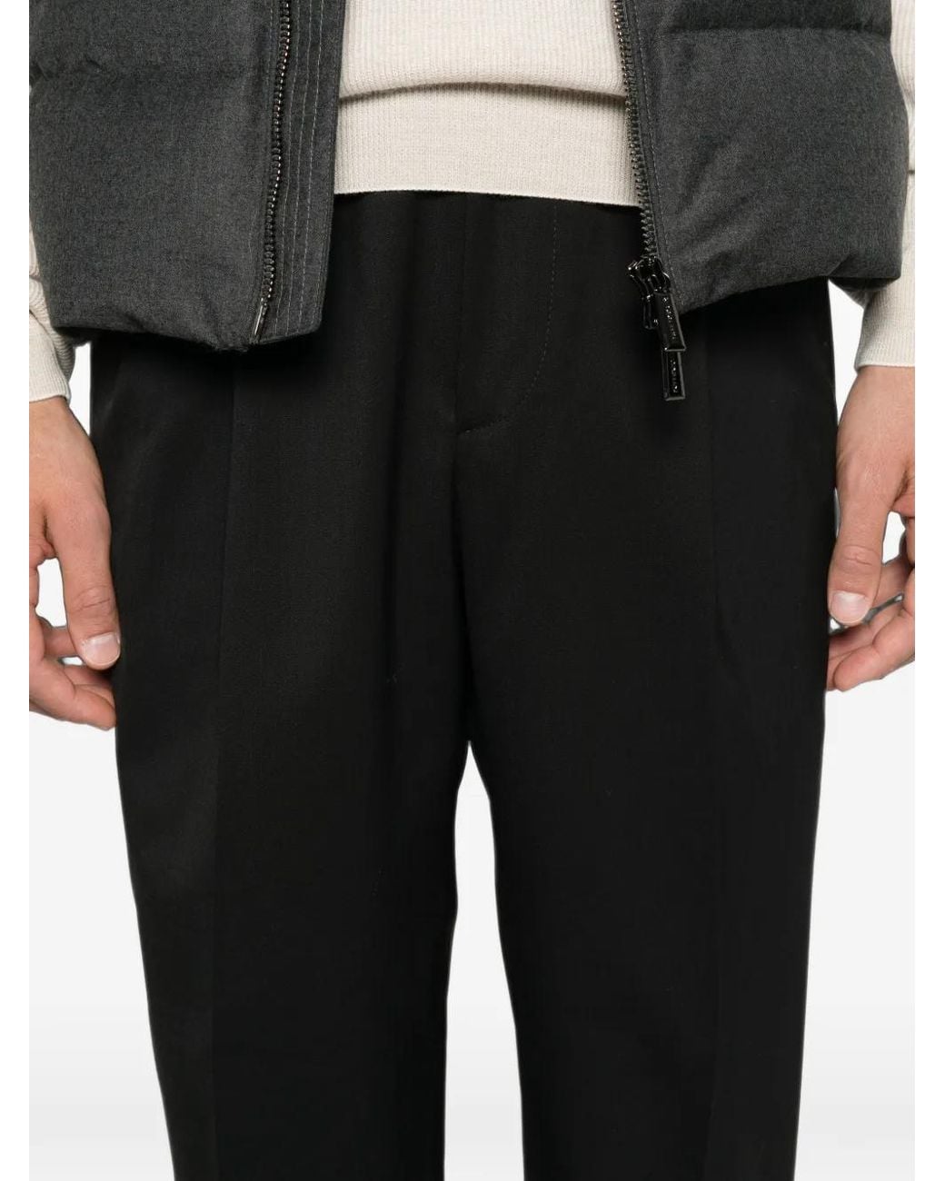 Zegna Black Pantalon Plissé À Taille Élastiquée for men