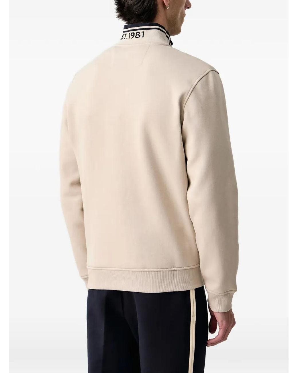 Guess Natural Logo-Patch Zip-Up Sweatshirt for men