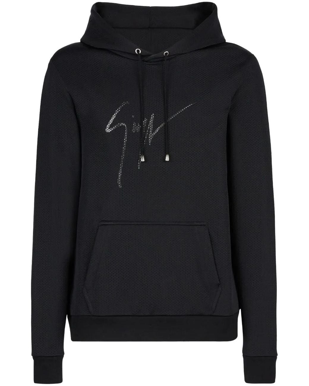 Giuseppe Zanotti Black Logo-Print Cotton Hoodie for men