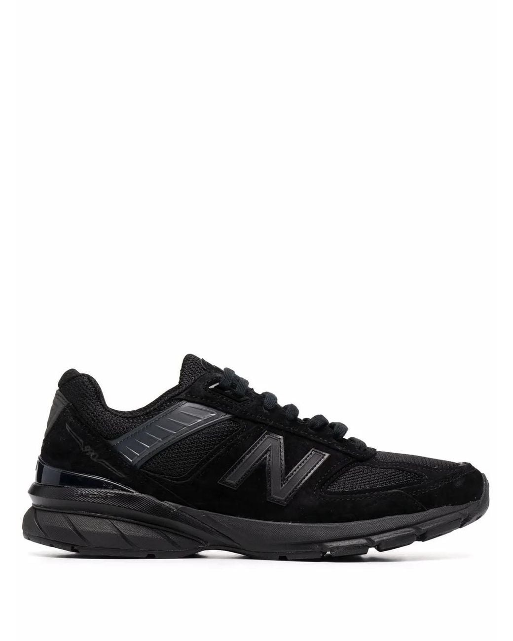 New Balance Black Logo-Patch Panelled Suede Sneakers