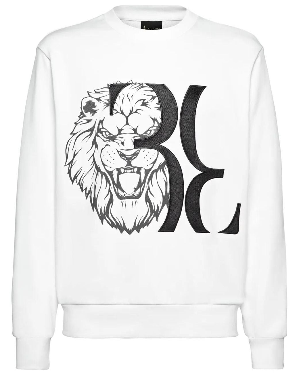 Billionaire White Lion-Print Cotton Sweatshirt for men
