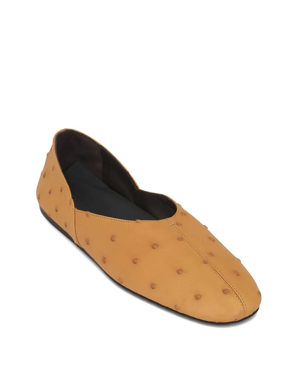 Khaite Brown Jane Ostrich Flat Sandals
