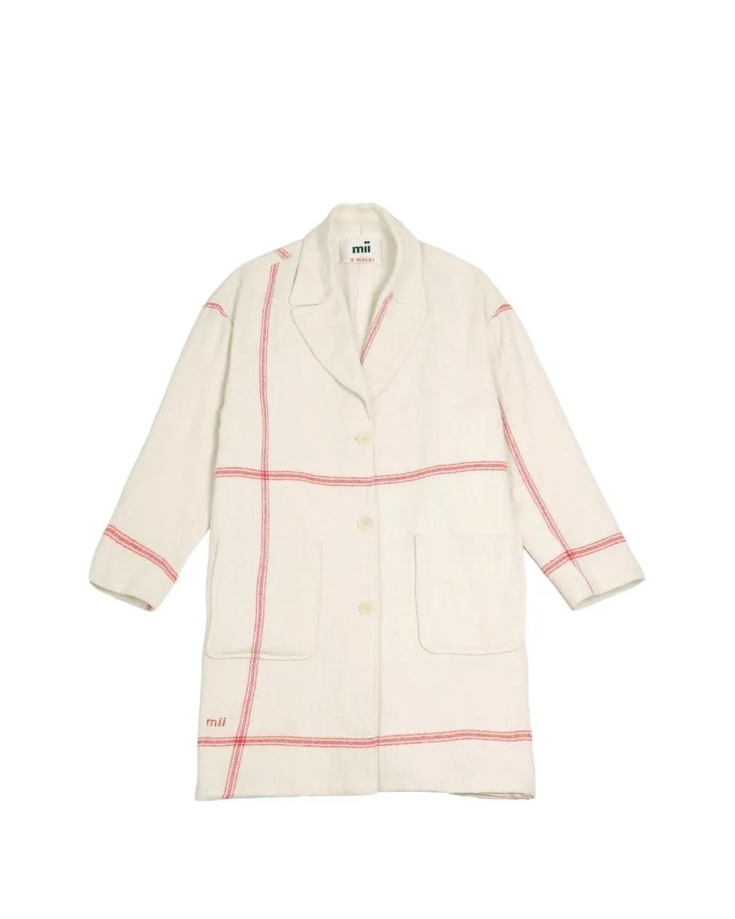 Mii White Milou Check-Pattern Cotton Coat