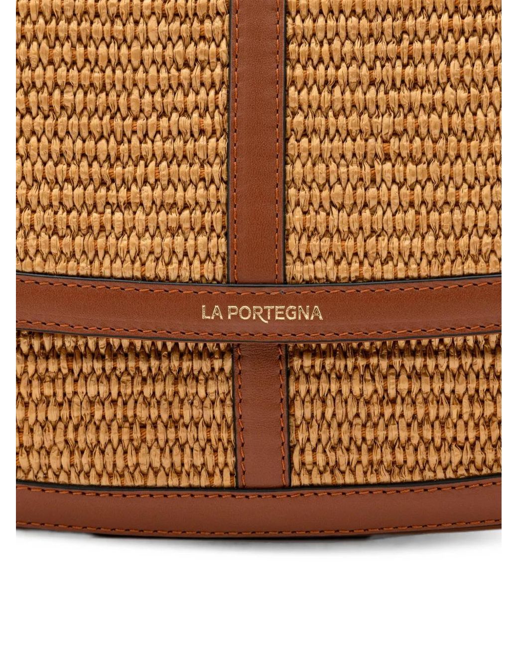 La Portegna Brown Lucía Leather-Trim Shoulder Bag