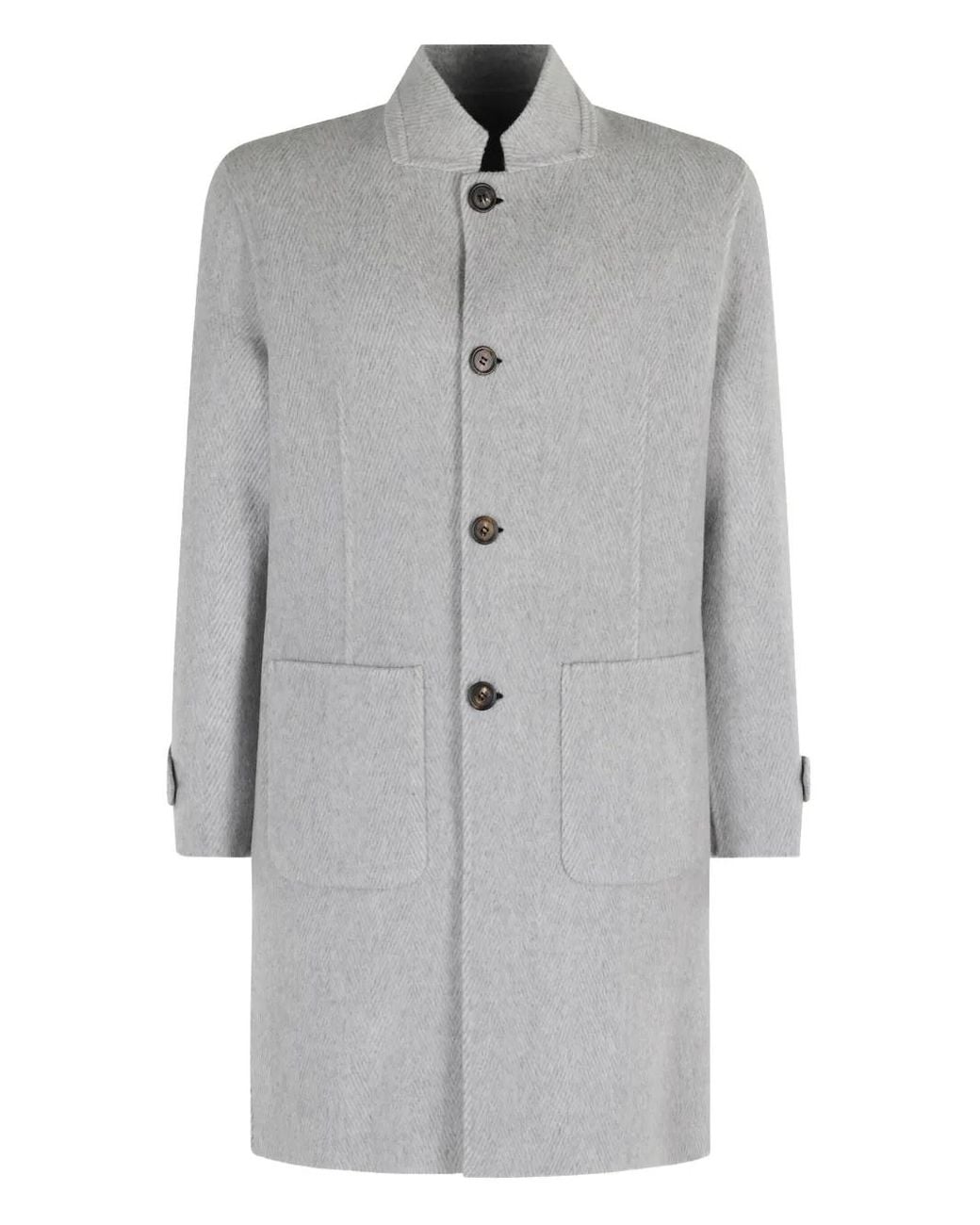 Eleventy Gray Herringbone Reversible Coat for men