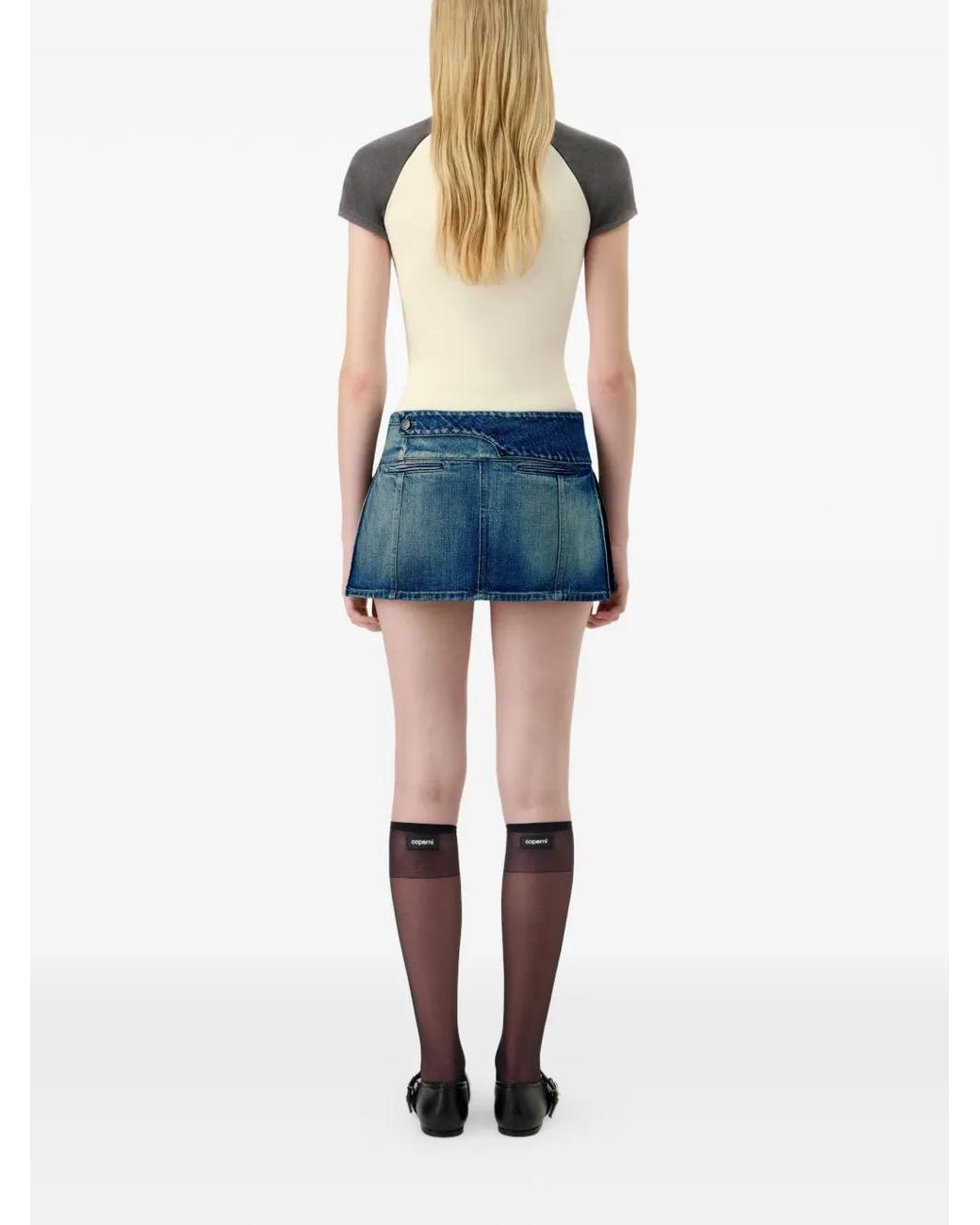 Coperni Blue Panelled Denim Mini Straight Skirt