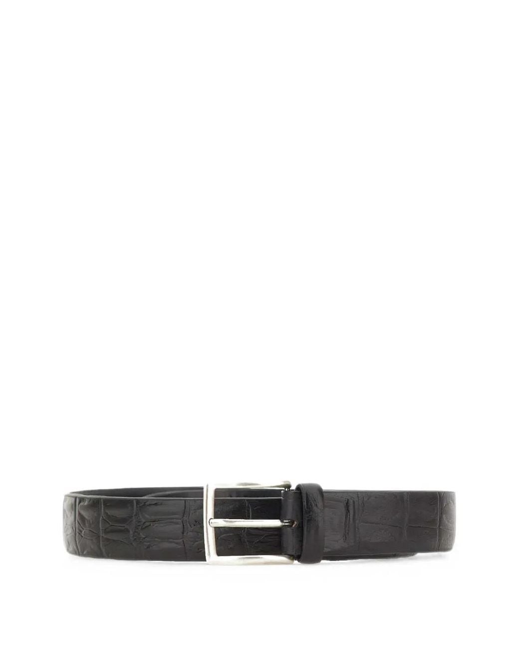 Alberto Luti White Crocodile-Print Leather Belt for men