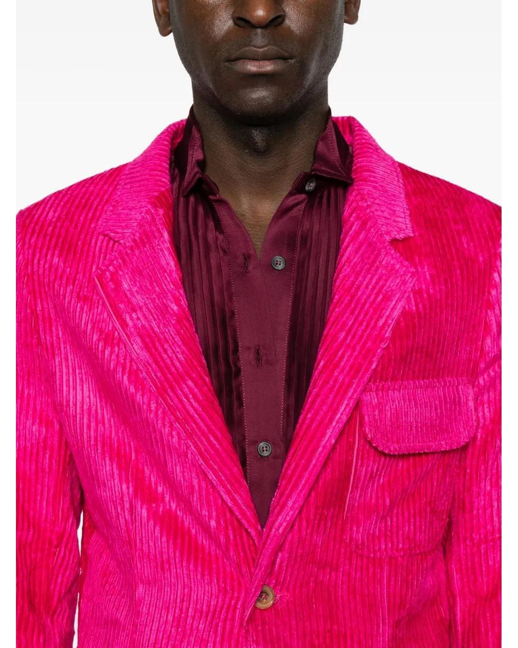 Sanderlak Pink Veste En Velours Côtelé À Simple Boutonnage