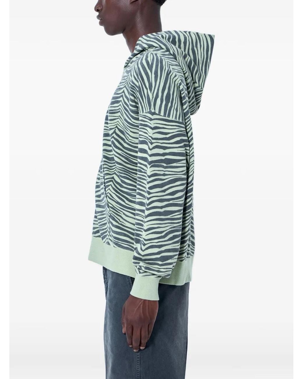 Visvim Blue Zebra-Pattern Zip-Up Hoodie for men