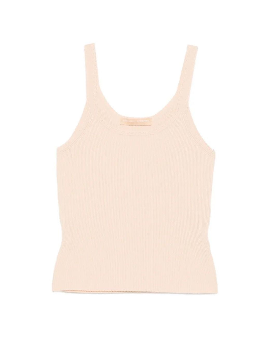 Ermanno Scervino Natural Ribbed-Knit Scoop-Neck Top