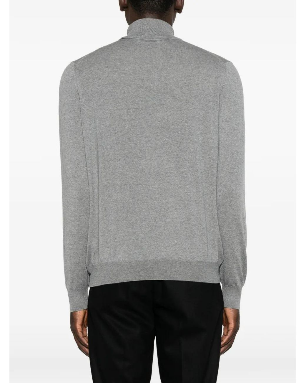 Gran Sasso Gray Roll-Neck Wool Sweater for men