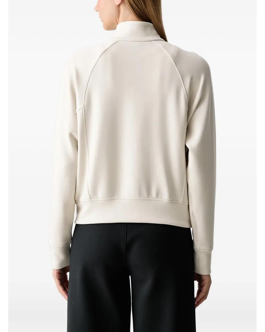 Skechers White Luxe Zip-Up Raglan-Sleeve Sweater