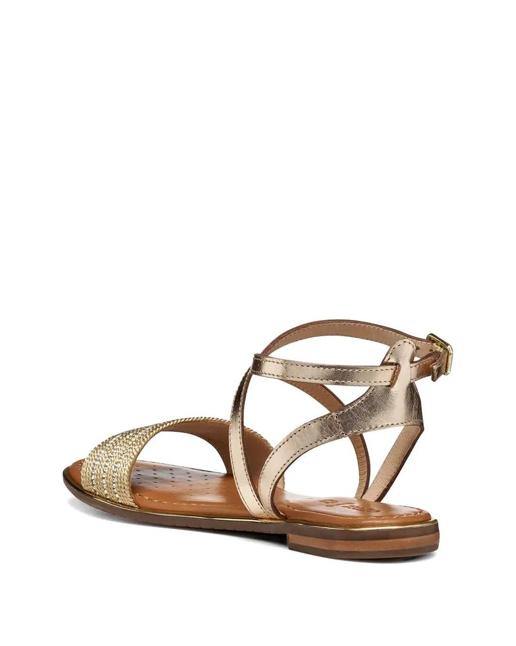 Geox White Crystal-Embellished Metallic-Leather Sandals
