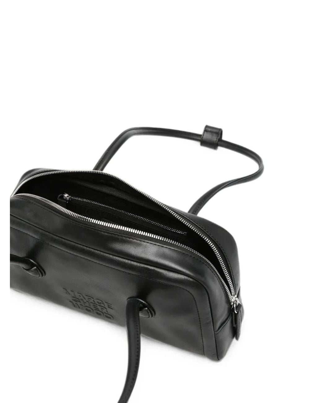 MARGE SHERWOOD Black Soft Boston Logo-Debossed Leather Shoulder Bag