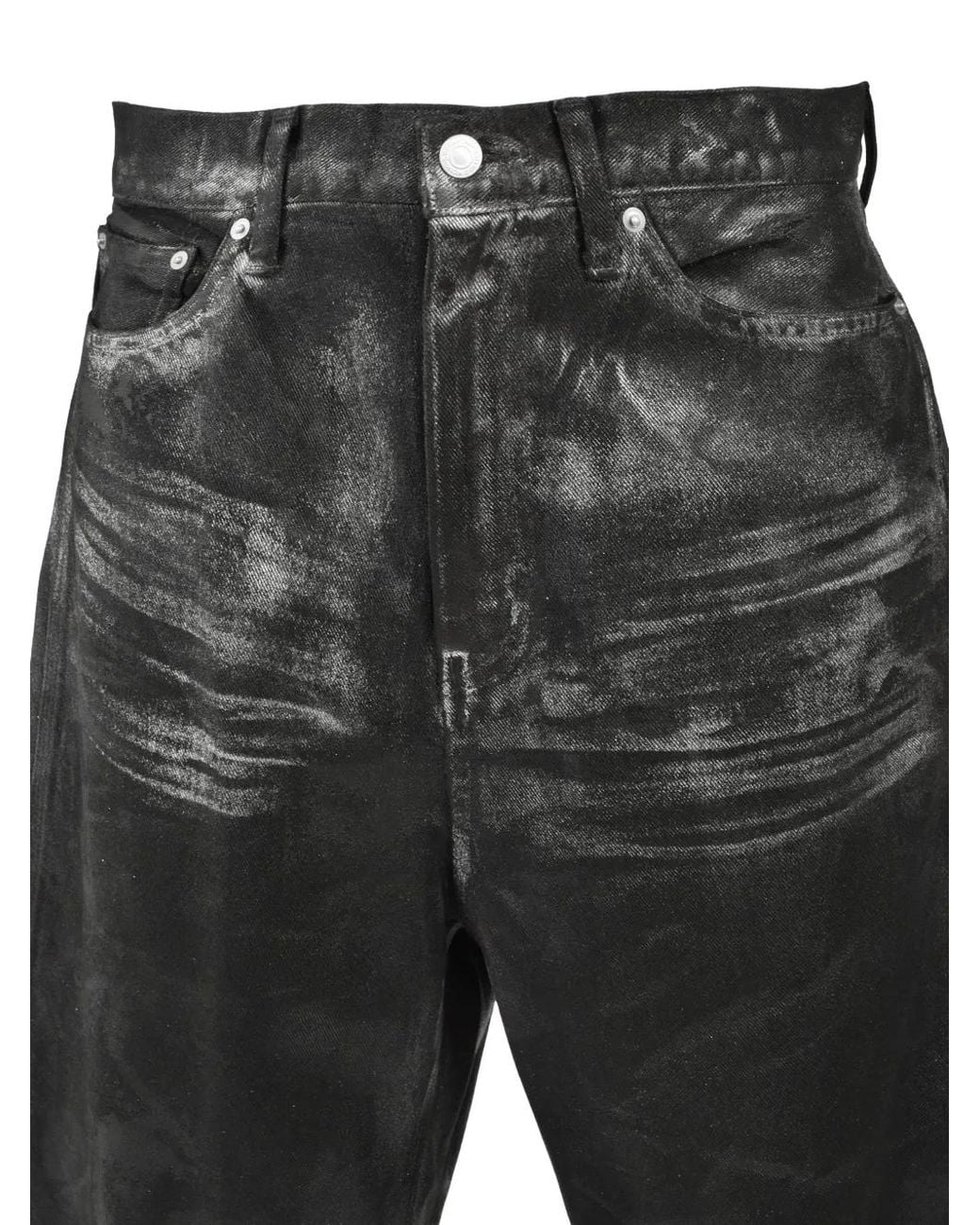 BREATH Gray Coated Denim Shorts for men