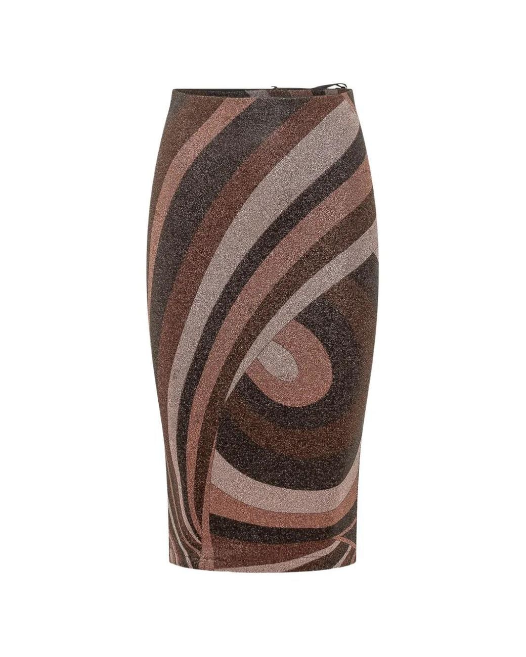 Emilio Pucci Brown Iride-Print Lurex Jersey Skirt