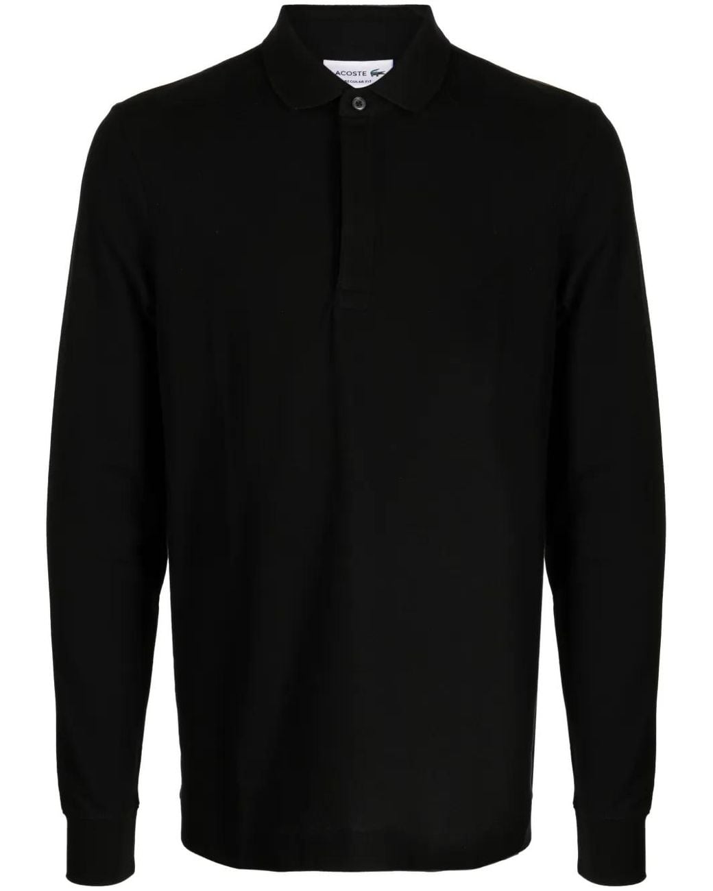 Lacoste Black Logo-Patch Long-Sleeve Polo Shirt
