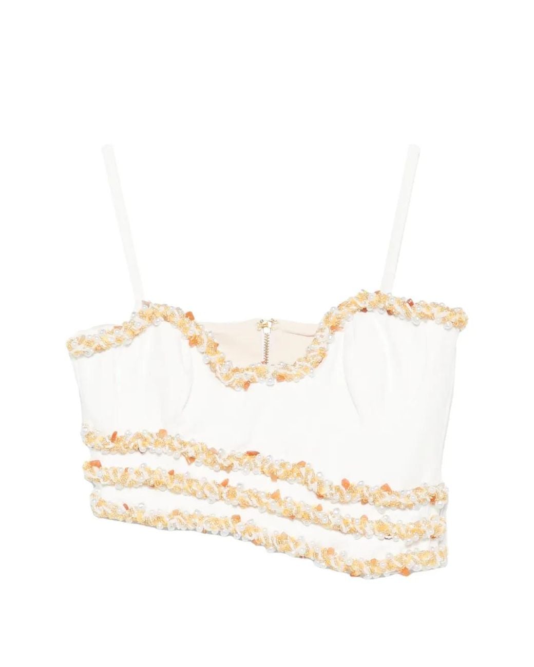 PATBO Natural Jade Embellished Crop Top