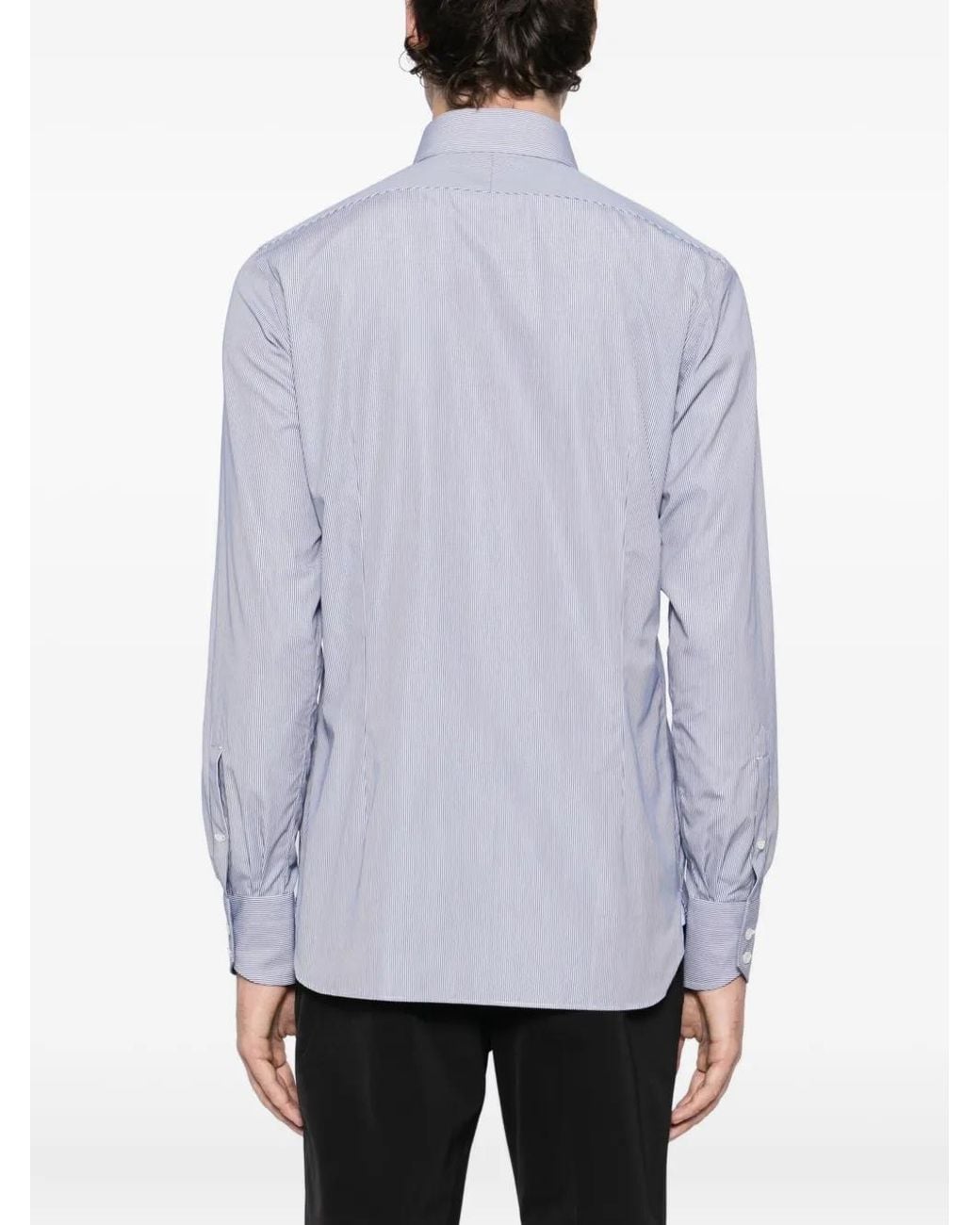 Tom Ford Gestreept Overhemd in het Blue voor heren