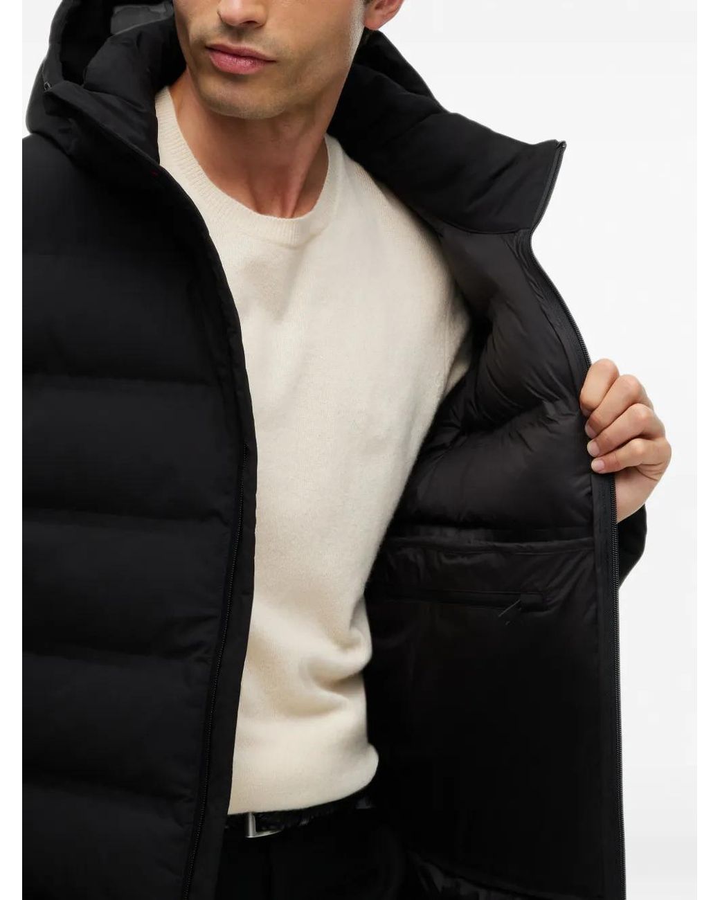 Tommy Hilfiger Black Quilted Hooded Down Jacket for men
