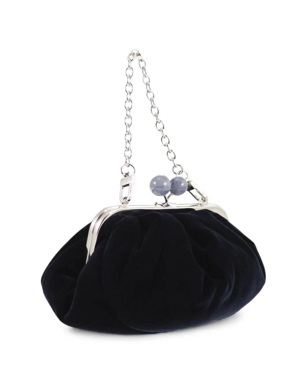 Weekend by Maxmara Black Velvet Kiss-Lock Clutch