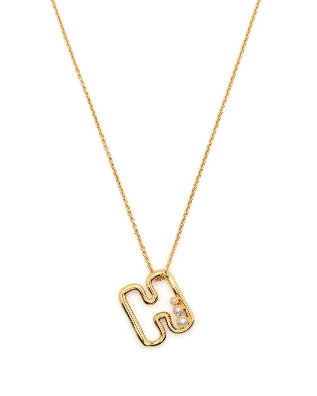 Missoma Metallic Pearl-Embellished Initial Pendant Necklace