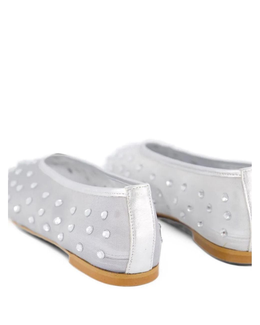 Toral Shoes White Crystal-Embellished Mesh Ballet Flats