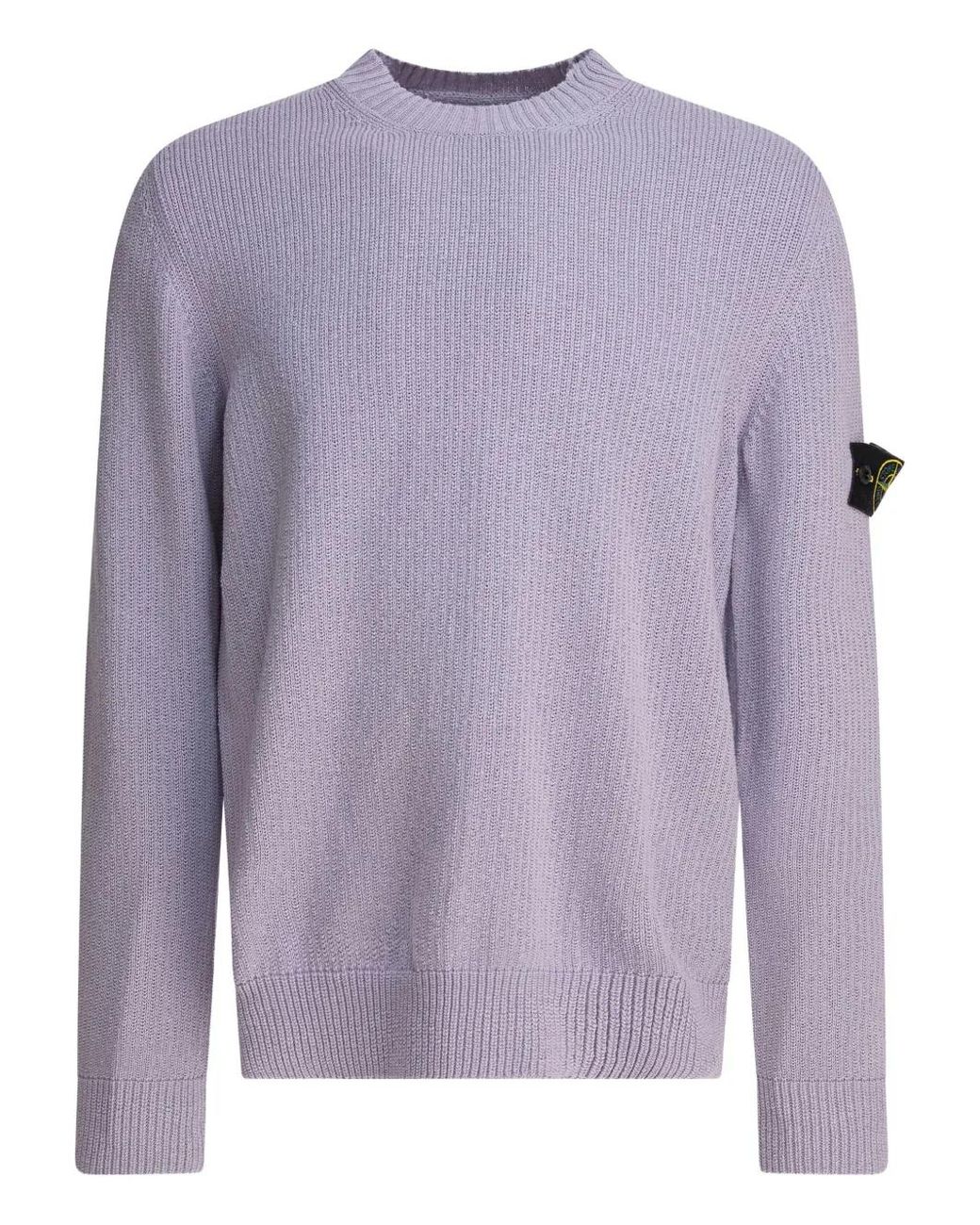 Stone Island Purple Ribbed Crew-Neck Sweater for men