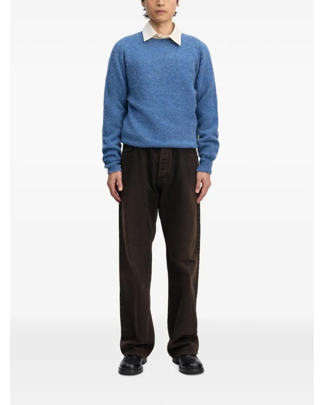 Another Aspect Blue Crew-Neck Lambswool Sweater for men
