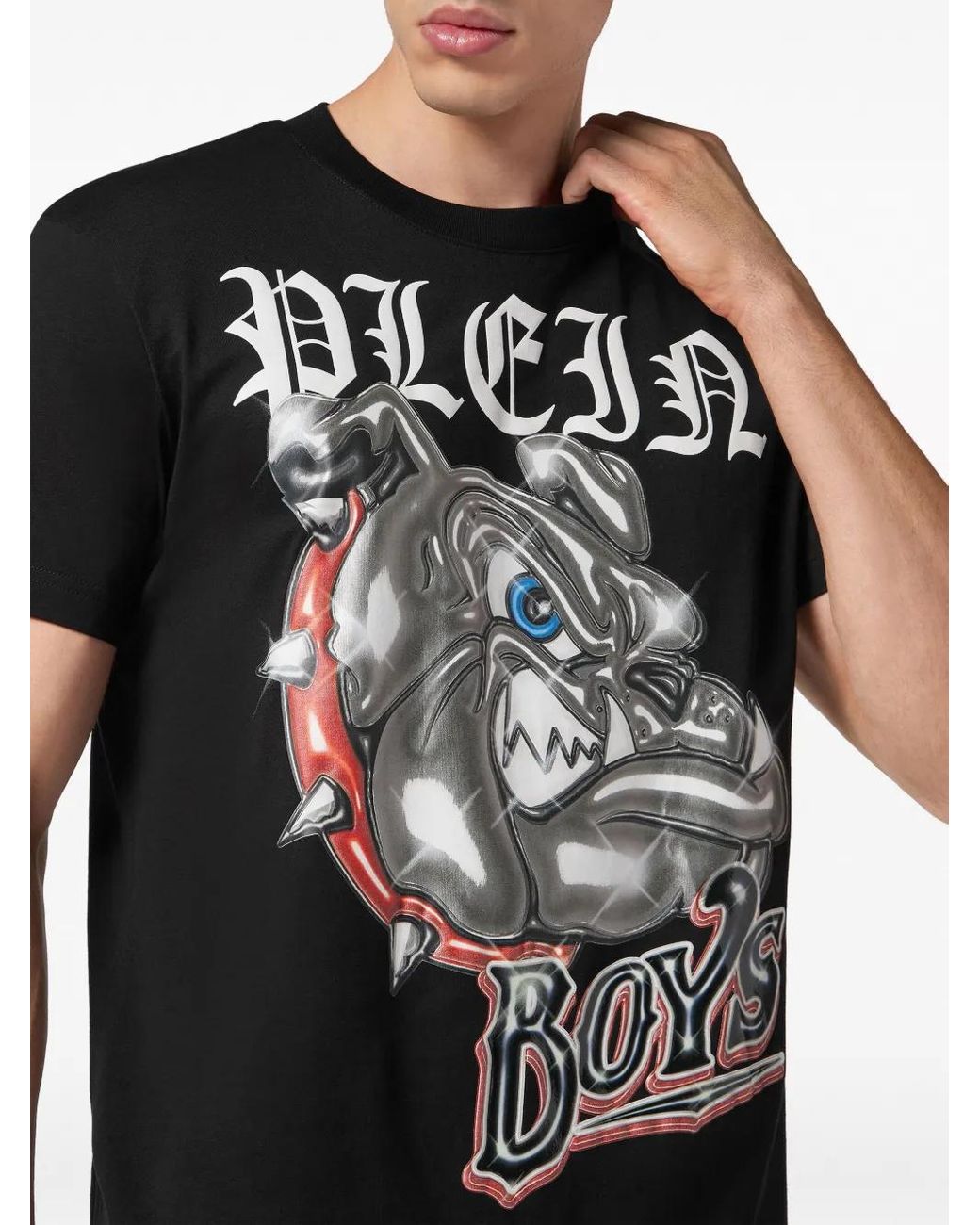 Philipp Plein Black T-Shirt Round Neck Ss Bulldogs for men