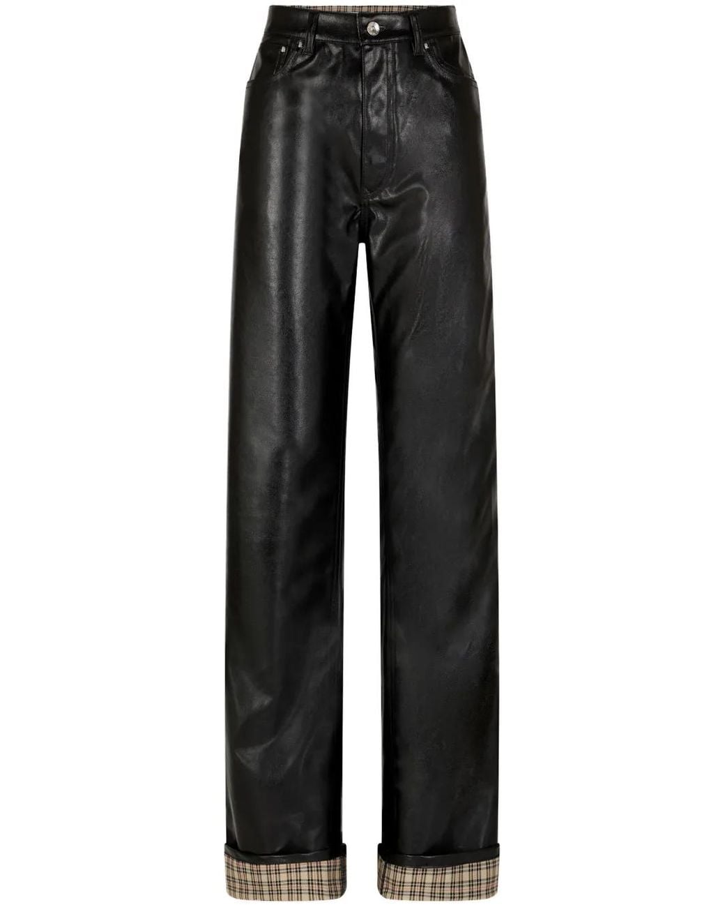 Rabanne Black Faux-Leather Flared Trousers