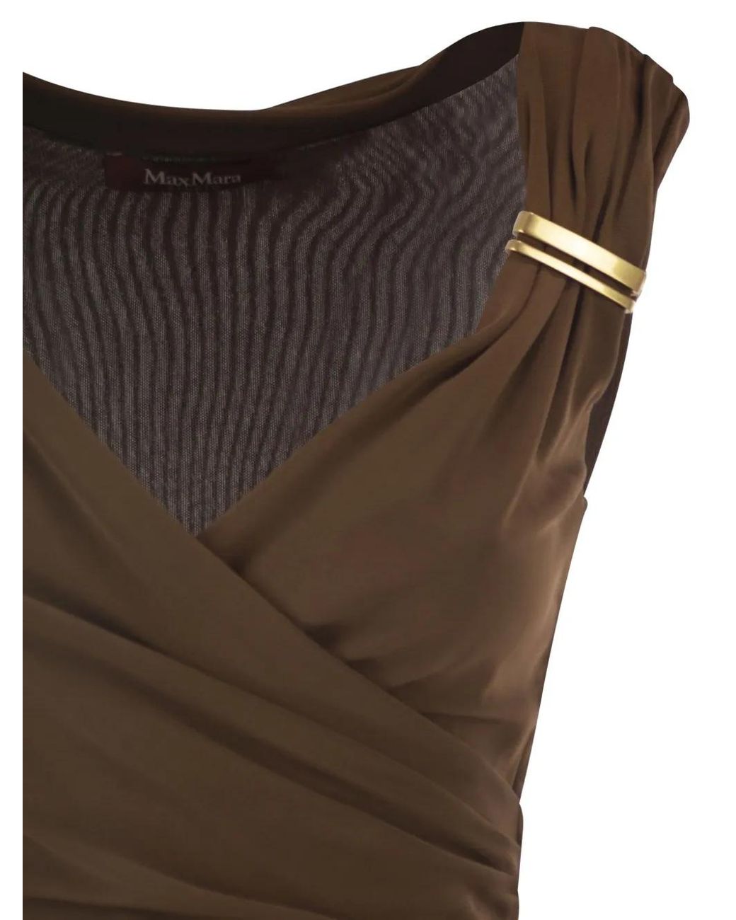Max Mara Brown Aureo Draped Midi Dress