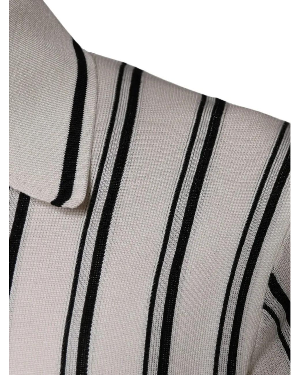 Dolce & Gabbana White Vertical-Stripe Polo Shirt for men