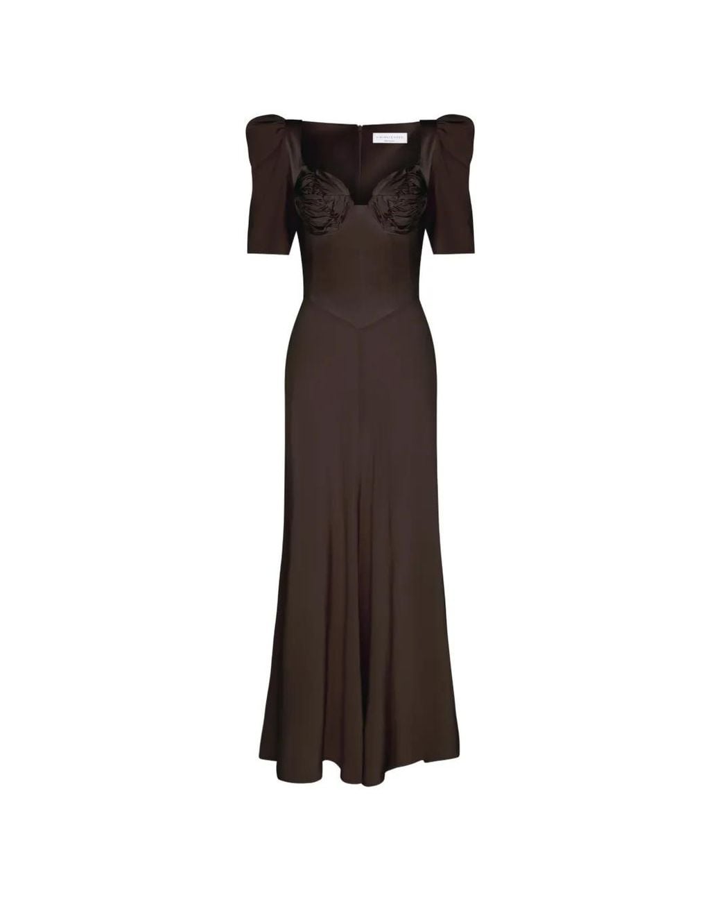 Violante Nessi Brown Baccarat Sweetheart-Neckline Maxi Dress