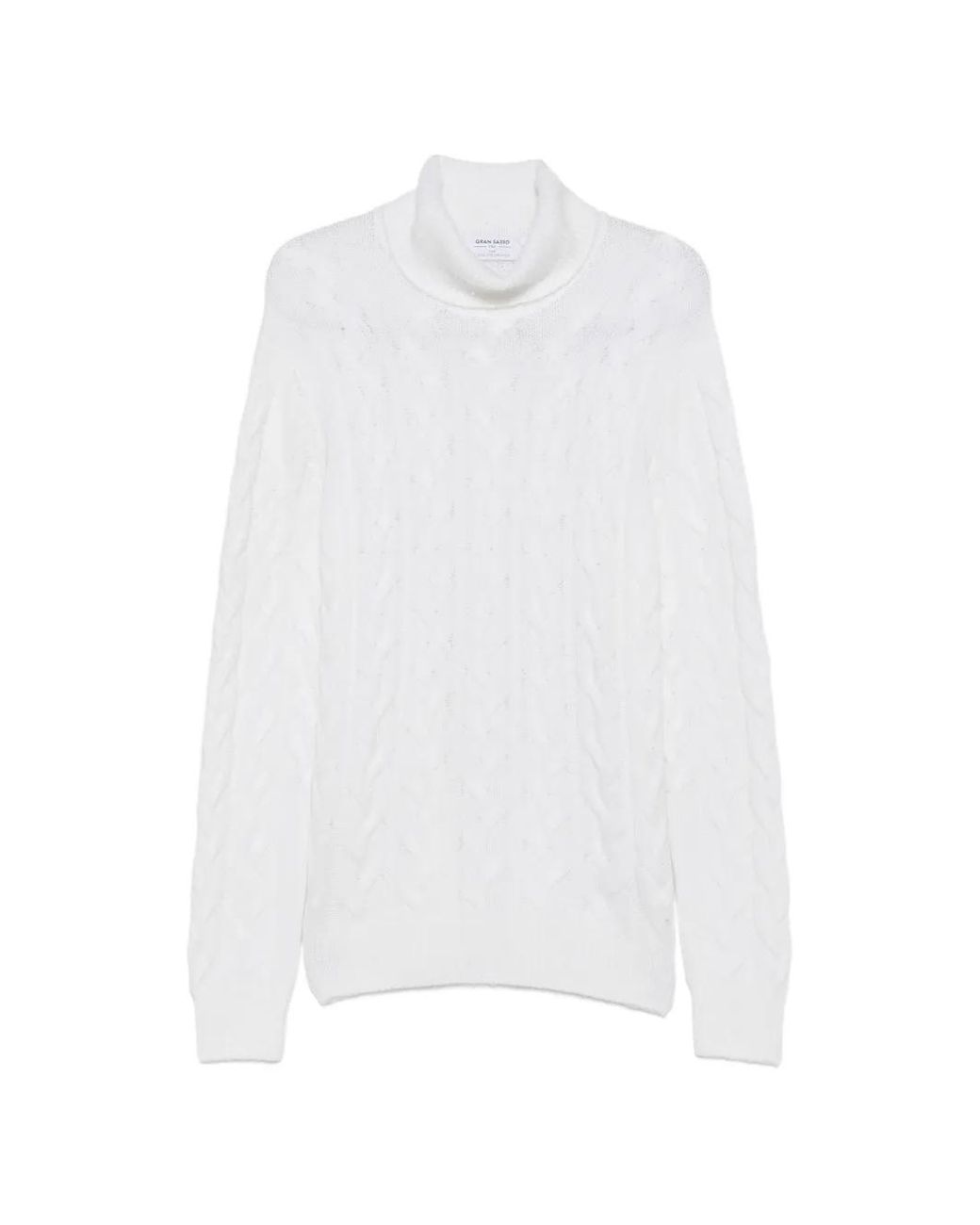Gran Sasso White Pull En Maille Torsadée À Col Roulé for men