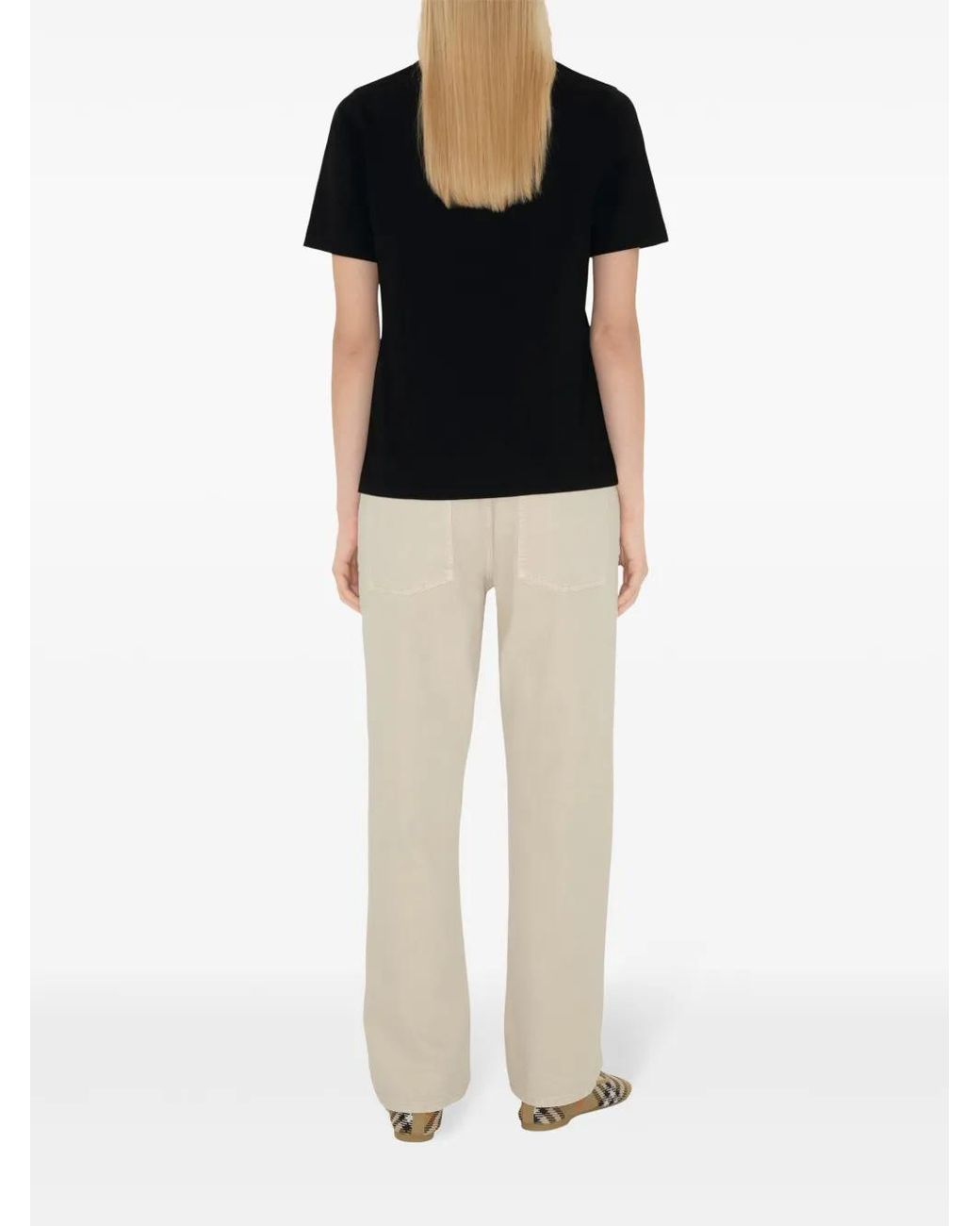 Burberry T-Shirt Met Geruite Patch in het Black