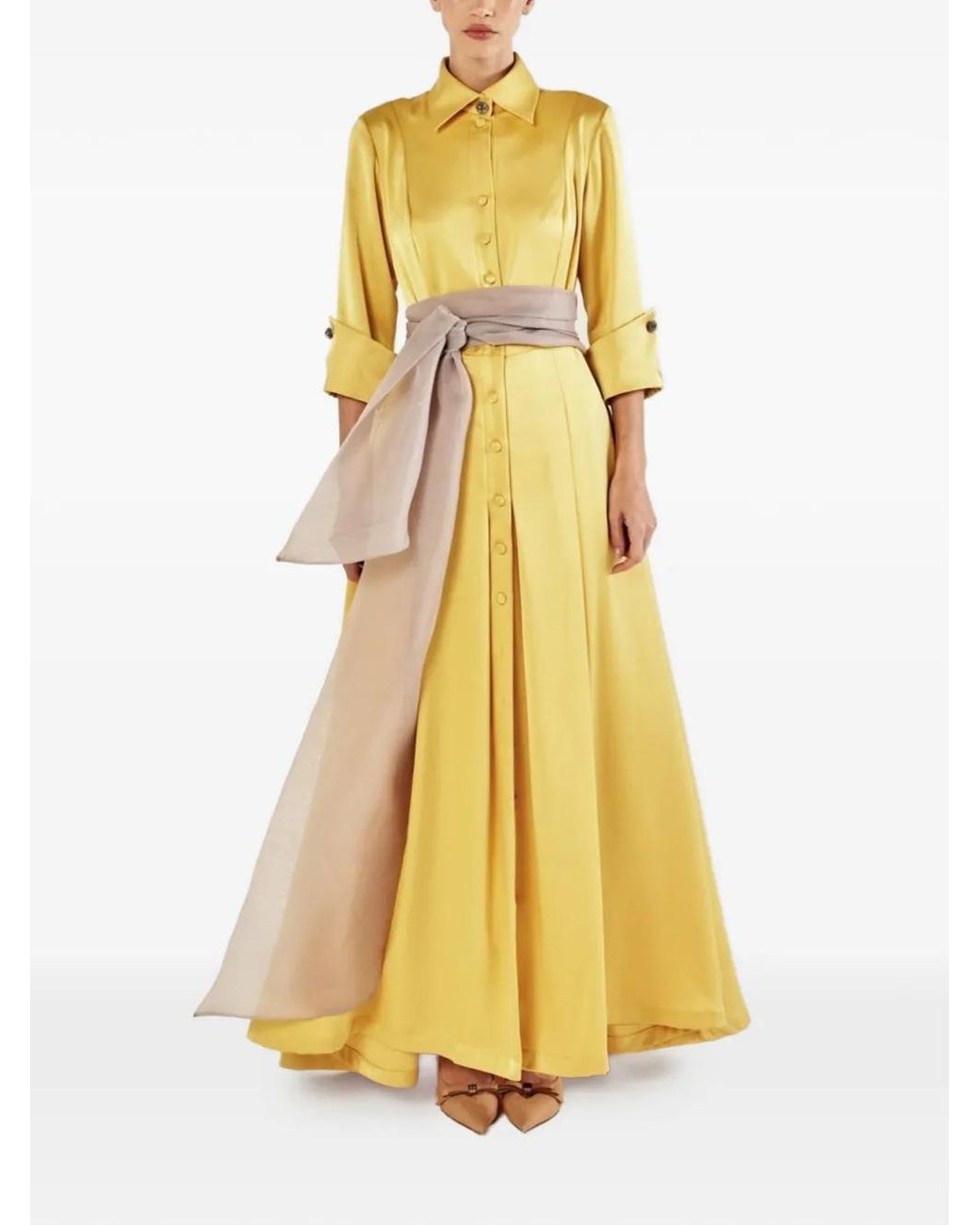 Baruni Yellow Allegra Button Maxi Dress
